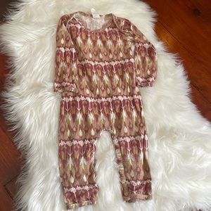 kate quinn Kids Long Sleeve Romper - Red and Yellow Pattern